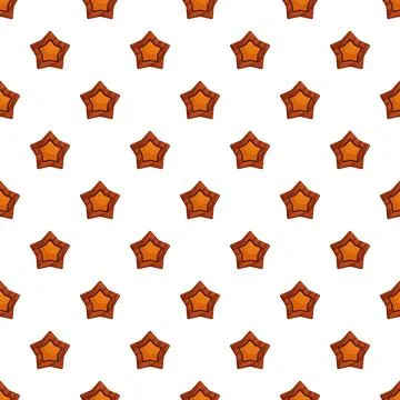 Gingerbread star cookies seamless pattern on white Stock Illustration