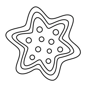 Gingerbread star doodle style. Hand drawn black and white isolated. Coloring Stock Illustration