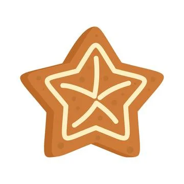 Gingerbread star icon flat isolated Stock Illustration