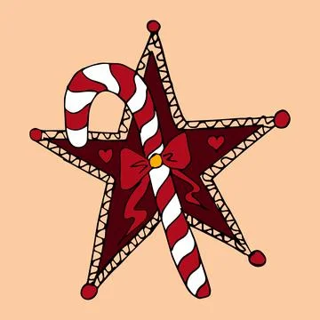 Gingerbread star on soft pink background. Christmas and New Year traditions c Stock Illustration