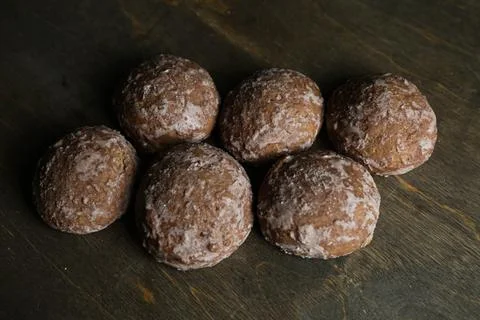 Gingerbread sweets, airy cakes on background 写真素材