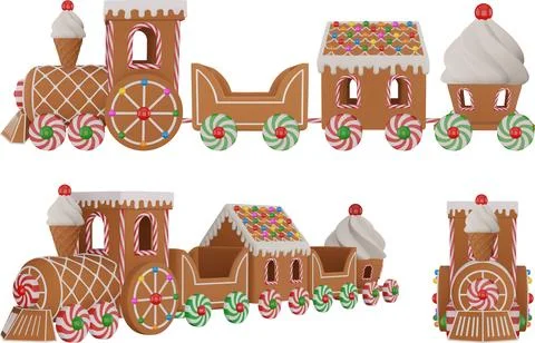 Gingerbread train 3d Stock Illustration