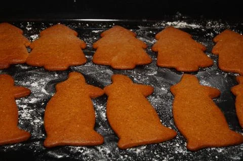 Gingerbread tree and pig Stock Photos