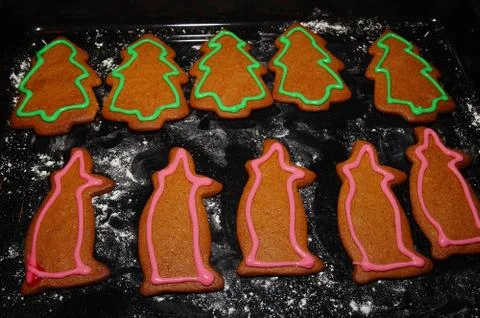 Gingerbread tree and pig Foto stock