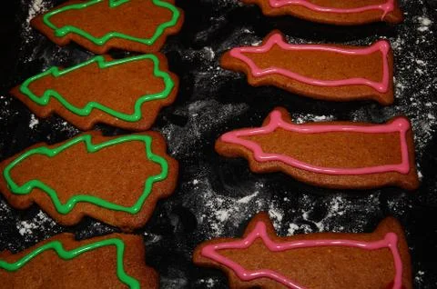 Gingerbread tree and pig Foto stock
