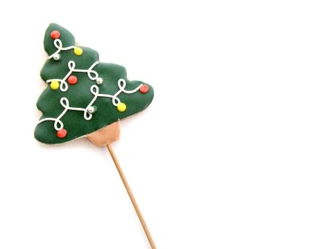 Gingerbread tree isolated on white background. Christmas cookie Stock Photos