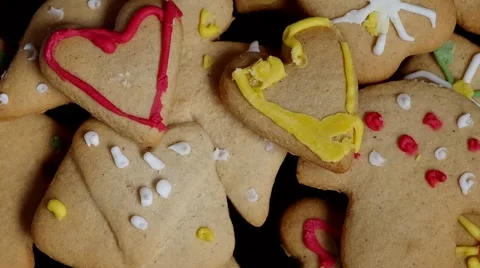 Gingerbread, Various shapes of gingerbread Stock Footage 45543905