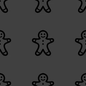 Gingerbread web icon. flat design. Seamless gray pattern. Illustrazione stock