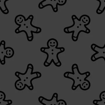 Gingerbread web icon. flat design. Seamless gray pattern. Stock Illustration
