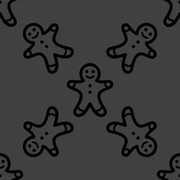 Gingerbread web icon. flat design. Seamless gray pattern. Illustrazione stock