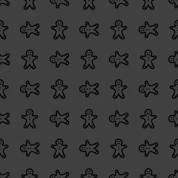 Gingerbread web icon. flat design. Seamless gray pattern. Stock Illustration