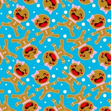 Gingerbread Woman Seamless Pattern Stock Illustration