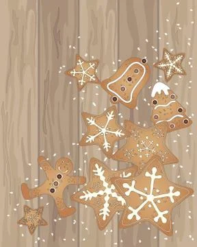 Gingerbread on wood Illustrazione stock