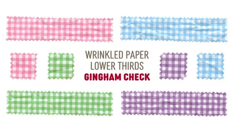Gingham check paper lower thirds set Stock Footage 310506626