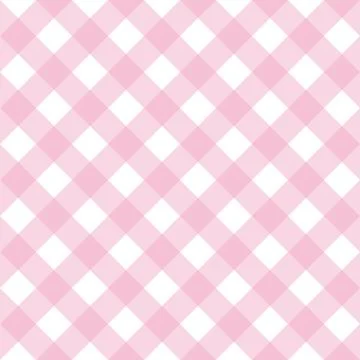 Gingham diagonal seamless pattern in pink pastel color. Vichy plaid design for 스톡 일러스트