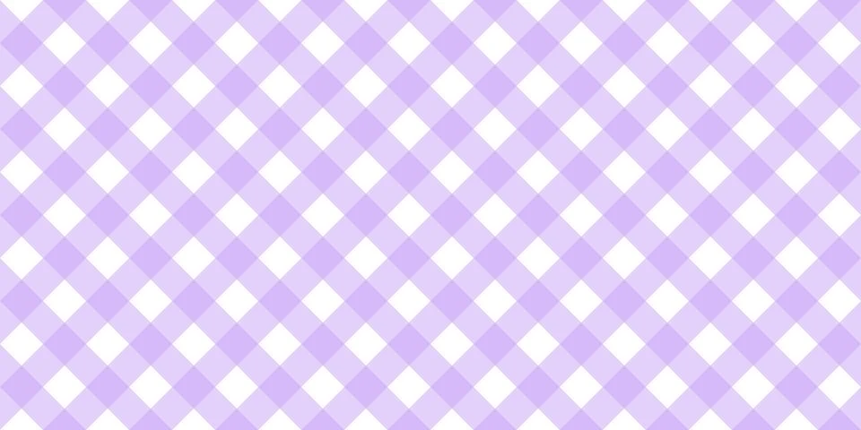 Gingham diagonal seamless pattern in purple pastel color. Vichy plaid design for Stock Illustration