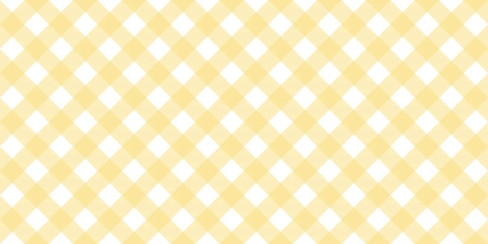 Gingham diagonal seamless pattern in yellow pastel color. Vichy plaid design for Stock Illustration