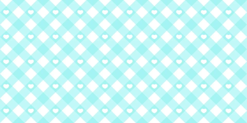 Gingham heart diagonal seamless pattern in blue pastel color. Vichy plaid design Illustrazione stock