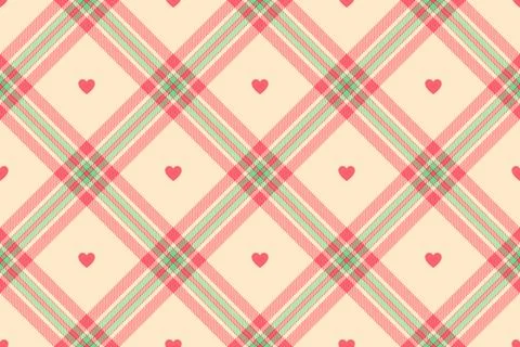 Gingham pattern with hearts. Seamless tartan vichy check plaid for dress, s.. Illustrazione stock