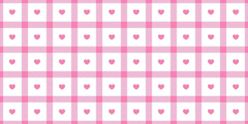Gingham pattern with hearts. Seamless tartan vichy check plaid for gift car.. Stock Illustration