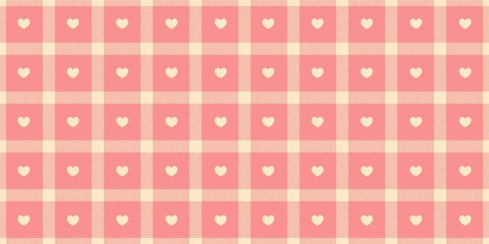 Gingham pattern with hearts. Seamless tartan vichy check plaid for gift car.. Stock Illustration