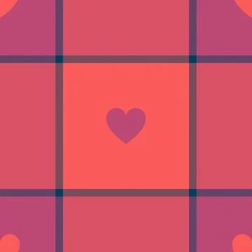 Gingham pattern with hearts. Seamless tartan vichy check plaid for dress, s.. Stock Illustration