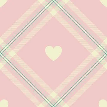 Gingham pattern with hearts. Seamless tartan vichy check plaid for dress, s.. Stock Illustration