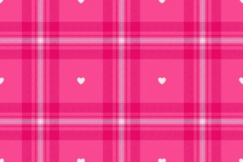 Gingham pattern with hearts. Seamless tartan vichy check plaid for dress, s.. 스톡 일러스트