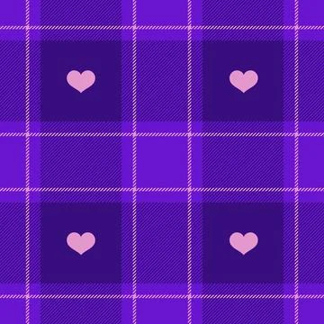 Gingham pattern with hearts. Seamless tartan vichy check plaid for dress, s.. Illustrazione stock