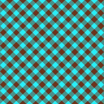 Gingham Pattern. Seamless aqua saddle brown two-color diagonal check pattern. Stock Illustration