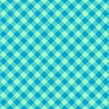 Gingham Pattern. Seamless aquamarine dark turquoise two-color diagonal check  Stock Illustration