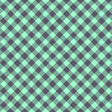 Gingham Pattern. Seamless aquamarine dim gray colorful diagonal checkered pat Stock Illustration