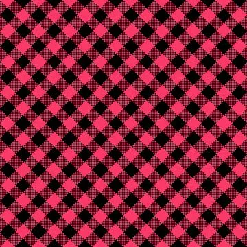 Gingham Pattern. Seamless black pink classic diagonal check pattern. Good for イラスト素材