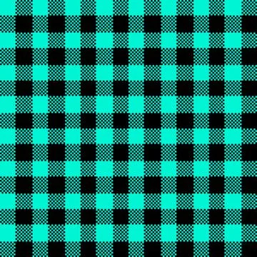 Gingham Pattern. Seamless black turquoise traditional check pattern. Good for Stock Illustration