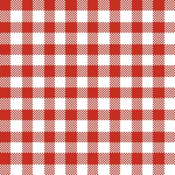 Gingham Pattern. Seamless dark red white traditional check pattern. Good for  Stock Illustration