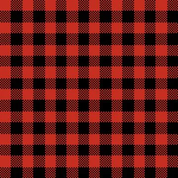 Gingham Pattern. Seamless dark red black plain check pattern. Good for blanke Stock Illustration