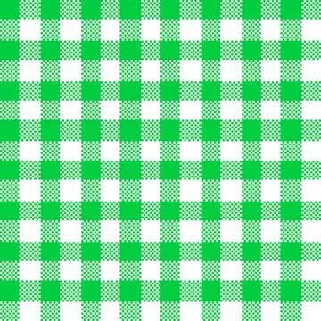 Gingham Pattern. Seamless green white plain check pattern. Good for blankets, Illustrazione stock
