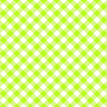 Gingham Pattern. Seamless green yellow white two-color diagonal check pattern Stock Illustration