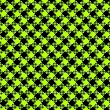 Gingham Pattern. Seamless green yellow black classic diagonal check pattern.  Stock Illustration