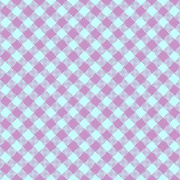 Gingham Pattern. Seamless light cyan lilac plum classic diagonal check patter Stock Illustration