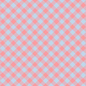 Gingham Pattern. Seamless light salmon powder blue two-color diagonal check p Stock Illustration