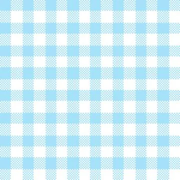 Gingham Pattern. Seamless pale turquoise blue white classic checkered pattern Stock Illustration