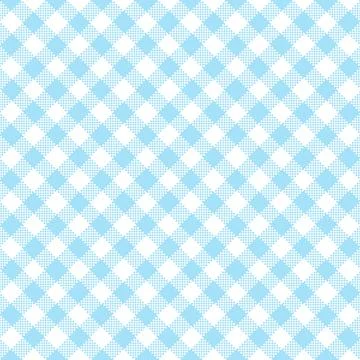 Gingham Pattern. Seamless pale turquoise blue white classic diagonal check pa Stock Illustration