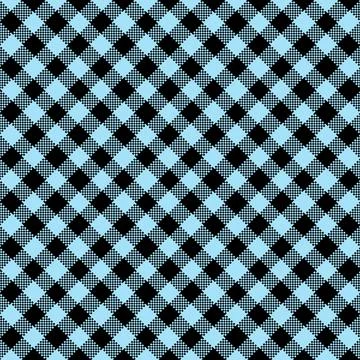 Gingham Pattern. Seamless pale turquoise blue black colorful diagonal checker Stock Illustration