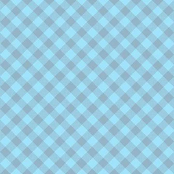 Gingham Pattern. Seamless pale turquoise blue dark gray two-color diagonal ch Stock Illustration