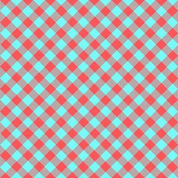 Gingham Pattern. Seamless red light blue two-color diagonal check pattern. Go Illustrazione stock