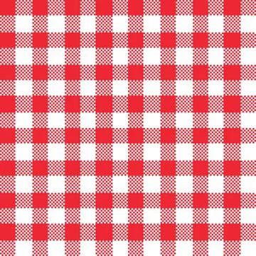 Gingham Pattern. Seamless red white traditional check pattern. Good for table Stock Illustration