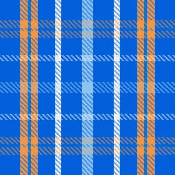 Gingham pattern seamless vector in blue, yellow, off white. Vichy check backg Stock Illustration