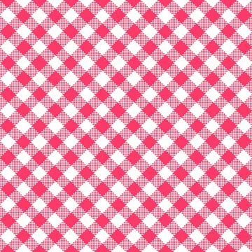Gingham Pattern. Seamless white pink two-color diagonal check pattern. Good f Stock Illustration