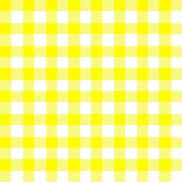 Gingham Pattern. Seamless yellow white traditional check pattern. Good for ta Illustrazione stock